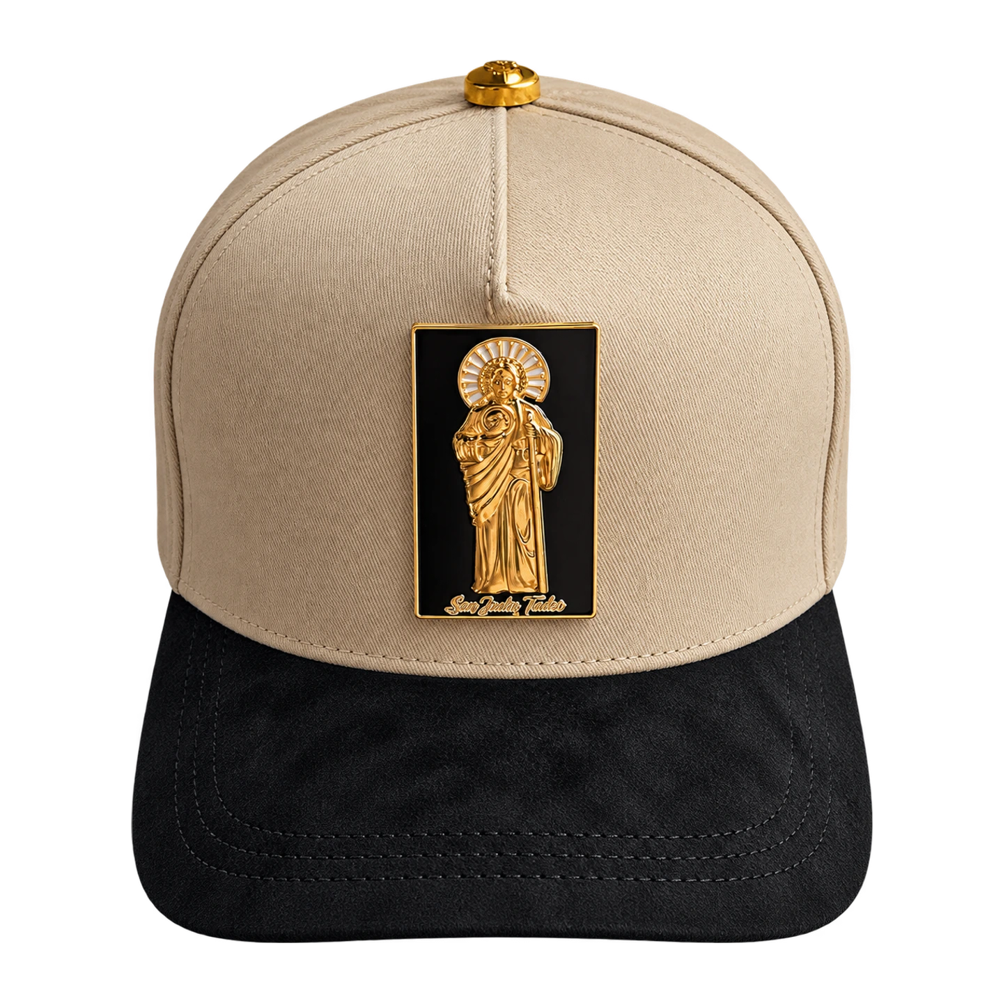 Gorra SAN JUDAS BEIGE, beige / negro / detalle dorado