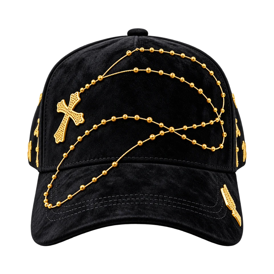 Gorra CRUZ DORADA, negro / detalles dorados